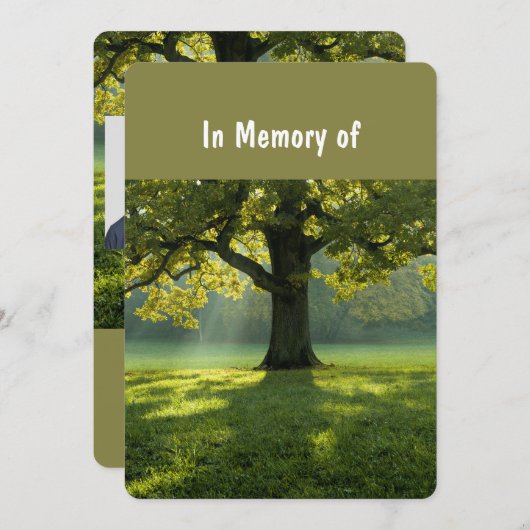 Memorial Service nodigt Beauely Shade Tree Lawn ui Kaart (Voorkant / Achterkant)