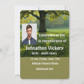 Memorial Service nodigt Beauely Shade Tree Lawn ui Kaart (Achterkant)