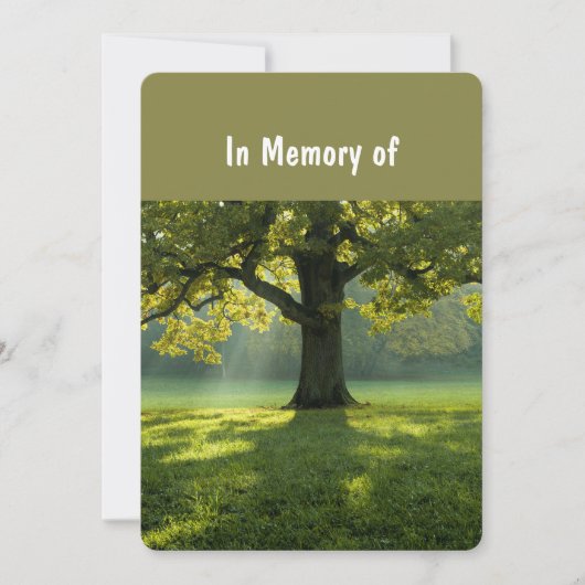 Memorial Service nodigt Beauely Shade Tree Lawn ui Kaart (Voorkant)