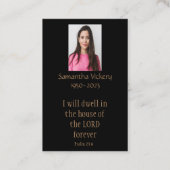Memorial Service nodigt Bijbel Christelijk uit Visitekaartje (Achterkant)