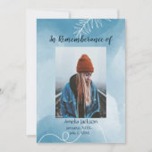Memorial Service nodigt blauwe botanische bladeren Kaart (Voorkant)