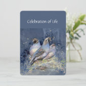 Memorial Service nodigt California Quail Bird uit Kaart (Staand voorkant)