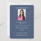 Memorial Service nodigt California Quail Bird uit Kaart (Achterkant)