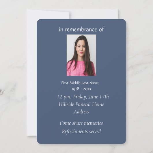 Memorial Service nodigt California Quail Bird uit Kaart (Achterkant)