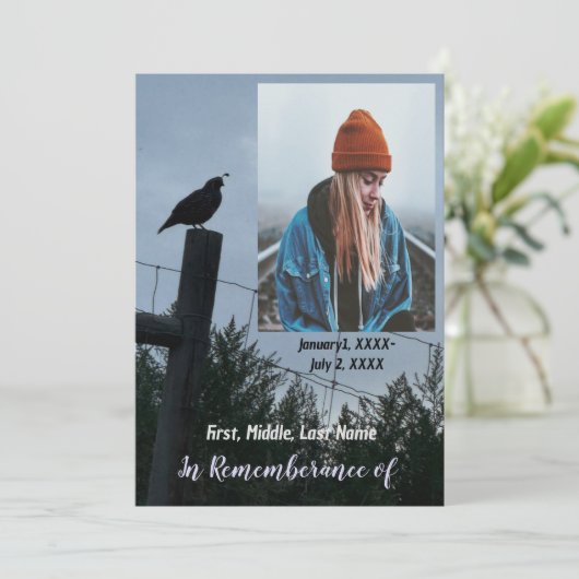 Memorial Service nodigt California Quail Bird uit Kaart (Staand voorkant)