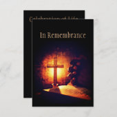 Memorial Service nodigt Christelijk Bijbelkruis ui Kaart (Voorkant / Achterkant)