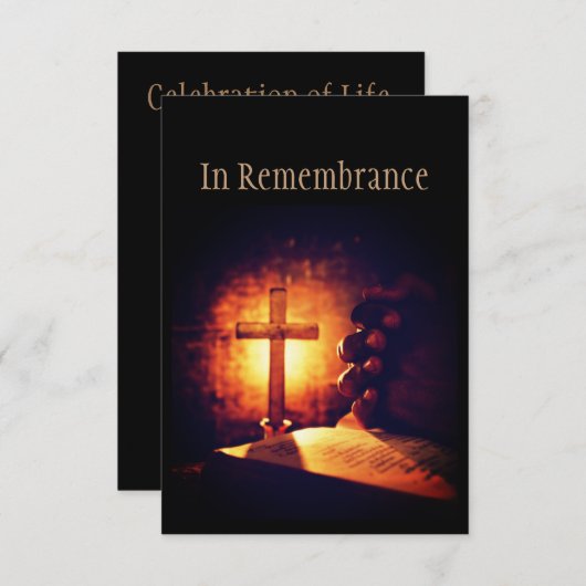 Memorial Service nodigt Christelijk Bijbelkruis ui Kaart (Voorkant / Achterkant)