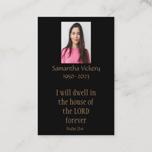 Memorial Service nodigt Christelijk Bijbelkruis ui Visitekaartje (Achterkant)