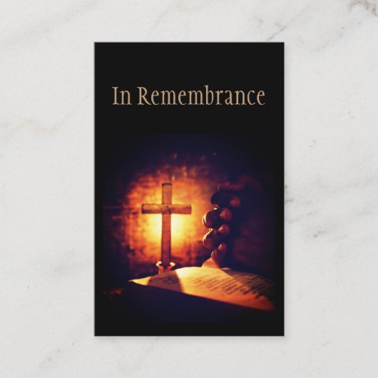 Memorial Service nodigt Christelijk Bijbelkruis ui Visitekaartje (Voorkant)