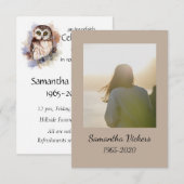 Memorial Service nodigt Cute Owl Bird uit Kaart (Voorkant / Achterkant)