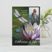 Memorial Service nodigt Dragonfly Lotus Flower uit Kaart (Staand voorkant)