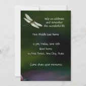 Memorial Service nodigt Dragonfly Lotus Flower uit Kaart (Achterkant)