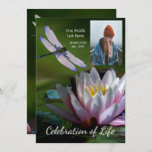 Memorial Service nodigt Dragonfly Lotus Flower uit Kaart (Voorkant / Achterkant)