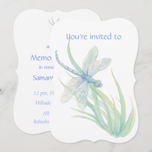 Memorial Service nodigt Dragonfly Waterverf uit ku Kaart (Voorkant / Achterkant)