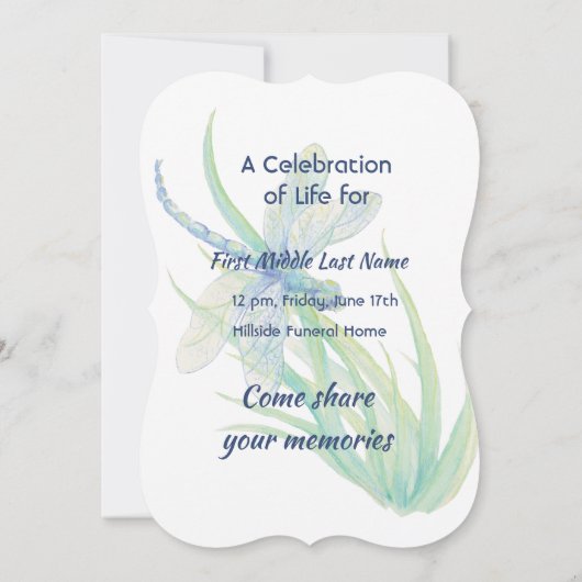 Memorial Service nodigt Dragonfly Waterverf uit ku Kaart (Achterkant)