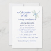 Memorial Service nodigt Dragonfly White Flowers ui Kaart (Achterkant)