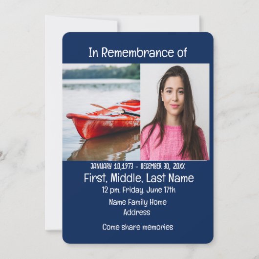 Memorial Service nodigt Figuur Skater uit Kaart (Voorkant)