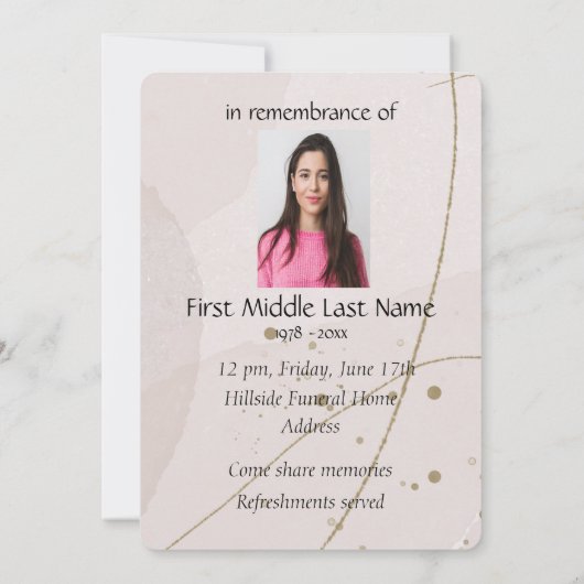 Memorial Service nodigt Geranium Flower Art uit Kaart (Achterkant)