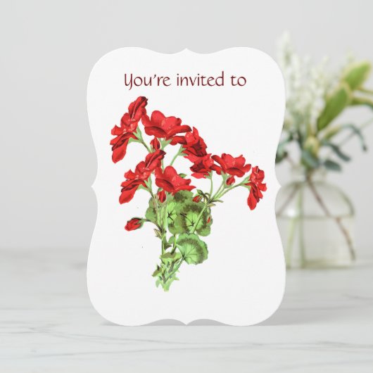 Memorial Service nodigt Geranium Flower Art uit Kaart (Staand voorkant)