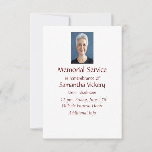 Memorial Service nodigt Geranium Flower Art uit Kaart (Achterkant)