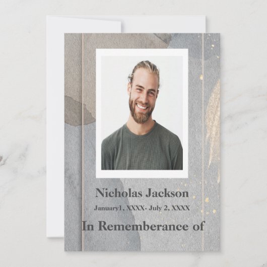 Memorial Service nodigt Granite Stone Gray Gray ui Kaart (Voorkant)