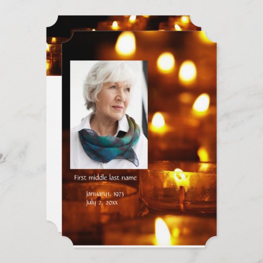 Memorial Service nodigt kaarslicht uit Kaart (Voorkant / Achterkant)