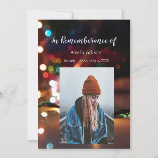 Memorial Service nodigt kerstlampjes uit Kaart (Voorkant)