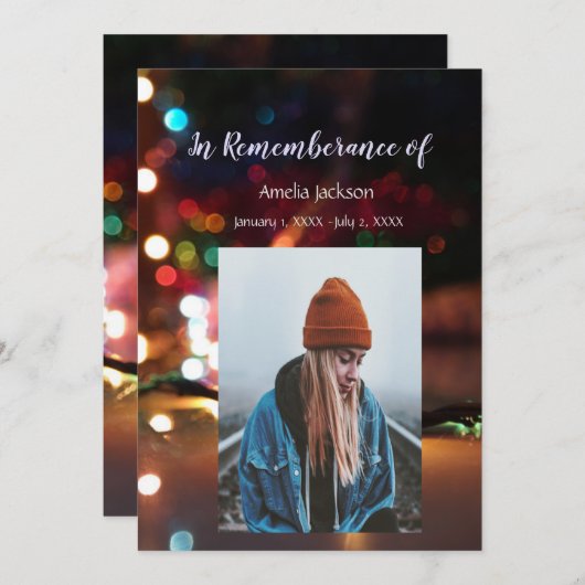 Memorial Service nodigt kerstlampjes uit Kaart (Voorkant / Achterkant)