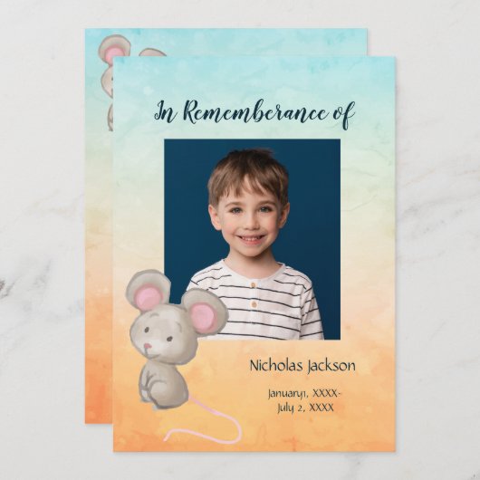 Memorial Service nodigt kinderen uit om hun teugel Kaart (Voorkant / Achterkant)