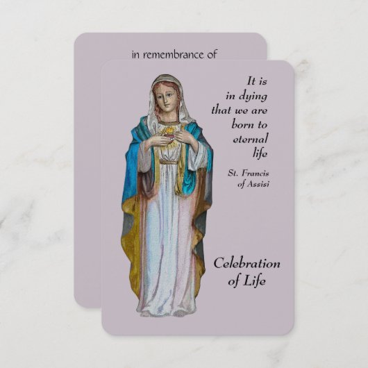 Memorial Service nodigt Maagd Maria uit om zich aa Kaart (Voorkant / Achterkant)