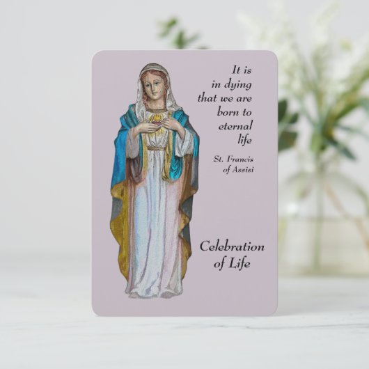 Memorial Service nodigt Maagd Maria uit om zich aa Kaart (Staand voorkant)