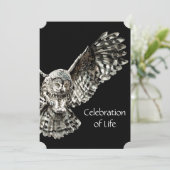 Memorial Service nodigt Masculine Owl Bird Art uit Kaart (Staand voorkant)