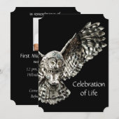 Memorial Service nodigt Masculine Owl Bird Art uit Kaart (Voorkant / Achterkant)