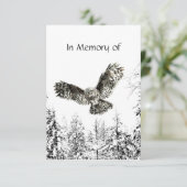 Memorial Service nodigt Masculine Owl Bird Art uit Kaart (Staand voorkant)