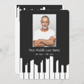 Memorial Service nodigt Music Piano Keys City uit Kaart (Voorkant / Achterkant)