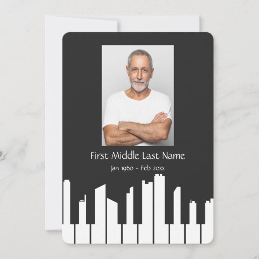 Memorial Service nodigt Music Piano Keys City uit Kaart (Voorkant)