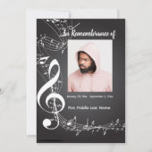 Memorial Service nodigt Muzieknoten uit Kaart (Voorkant)