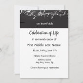 Memorial Service nodigt Muzieknoten uit Kaart (Achterkant)