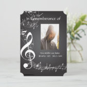 Memorial Service nodigt Muzieknoten uit Kaart (Staand voorkant)