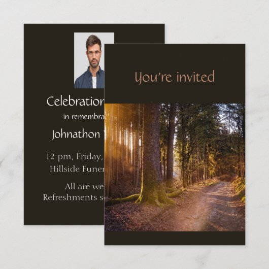 Memorial Service nodigt Natuur pad trail bomen uit Kaart (Voorkant / Achterkant)