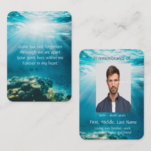 Memorial Service nodigt onderzeese duikboot uit Visitekaartje (Voorkant / Achterkant)