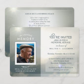 Memorial Service nodigt Peaceful Clouds Blue White Kaart (Voorkant / Achterkant)