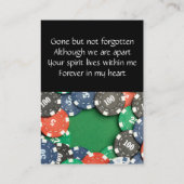 Memorial Service nodigt Poker Kaart Game uit Visitekaartje (Achterkant)