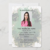 Memorial Service nodigt Screech Owl Bird Animal ui Kaart (Achterkant)