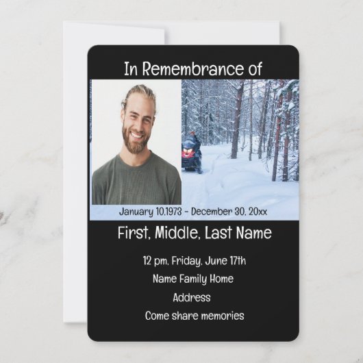 Memorial Service nodigt sneeuwmobiele wintersport Kaart (Voorkant)
