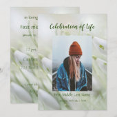 Memorial Service nodigt Snowdrop Garden Flowers ui Kaart (Voorkant / Achterkant)