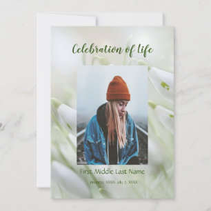 Memorial Service nodigt Snowdrop Garden Flowers ui Kaart