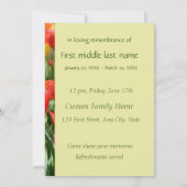 Memorial Service nodigt Tulip Garden Flowers uit Kaart (Achterkant)