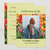 Memorial Service nodigt Tulip Garden Flowers uit Kaart (Voorkant / Achterkant)