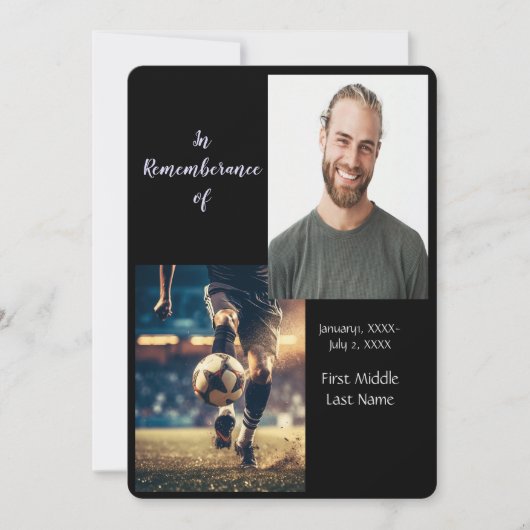 Memorial Service nodigt voetbalspeler uit Kaart (Voorkant)